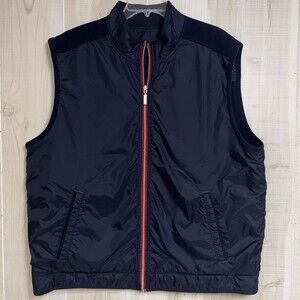 Tommy Bahama Mens Reversible Full Zip Puffer Vest Navy Blue XL Minimalist